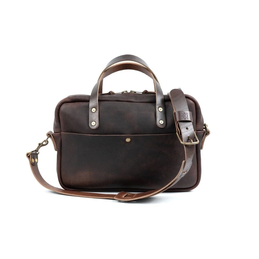 Go Forth Goods Martin Leather Briefcase Dark Brown Handmade Laptop Messenger Bag